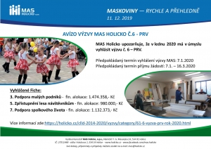 Avízo výzvy MAS Holicko č.6 - PRV