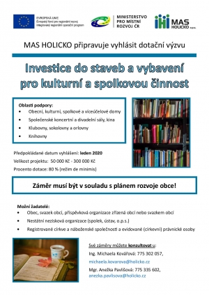 AVÍZO: Příprava výzvy na podporu spolkové činnosti