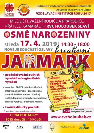 Narozeniny Holoubka s tvořivým jarmarkem