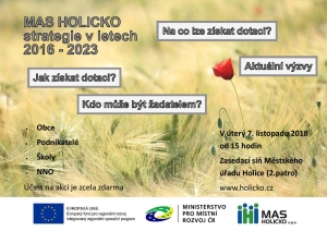 POZVÁNKA NA SEMINÁŘ CO VÁM NABÍZÍ MAS HOLICKO A JEJÍ STRATEGIE V LETECH 2016 - 2023