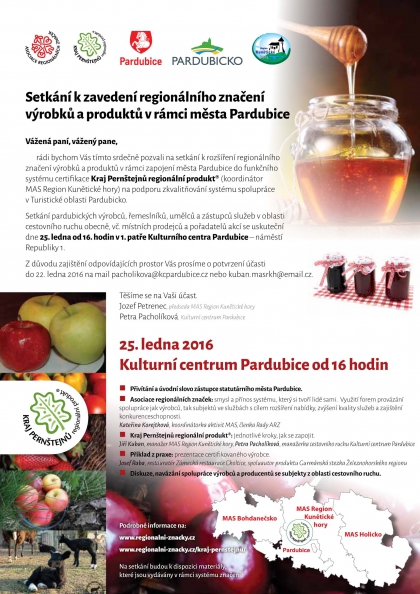 Setkání k rozšíření regionálního značení výrobků a produktů do města Pardubic